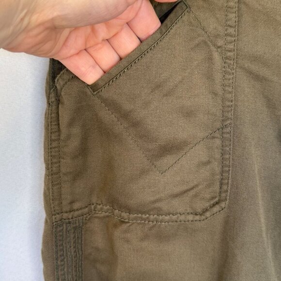 Vintage Y2K DKNY Pure Linen Blend Green Embroidered Straight Leg Utility Pants - Picture 4 of 16